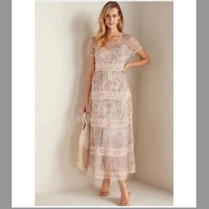 Soft Surroundings Althea Floral Dress Tiered Lace Size 18W